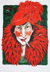 Red Lady lithograph by Gini Wade