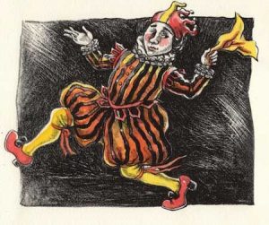 Festive Fool lithograph by Gini Wade