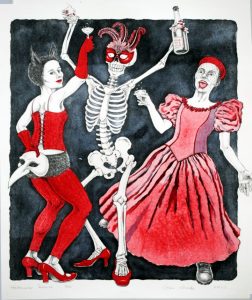 Hallowe'en Dance lithograph by Gini Wade