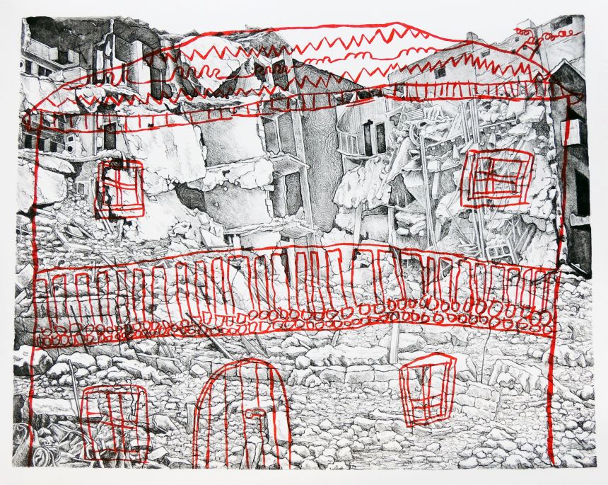 Home 1 lithograph by Gini Wade, In collaboration with Celeste Boulanger (aged 7)